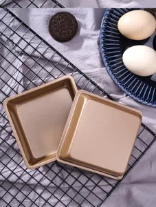 Teglia da forno quadrata antiaderente da 4 pollici in acciaio al carbonio dorata dolci