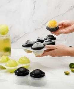 Silicone ice ball mold for homemade round ice cubes, flexible DIY ice maker tray detail.