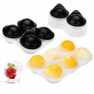 Silicone Ice Cube Tray With Funnel Sphere Ice Ball Maker Mold For Whiskey Cocktail Home Kitchen Bar Drinkware Tool