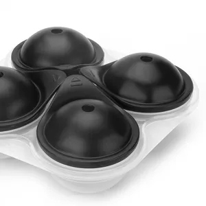 4-cavity silicone ice ball mold maker sphere ice cube tray for whiskey cocktails kitchen bar tools
