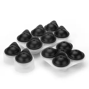 Silicone Ice Ball Mold Maker Set Clear Tray with Black Sphere Lids for Homemade Drinks