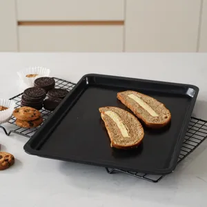 Bandeja de horno rectangular extra grande de 14.5 pulgadas para horno, antiadherente.
