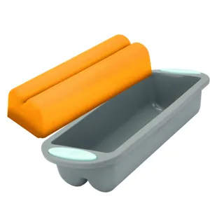 Silicone loaf pan for baking bread, toast, and cakes. Non-stick rectangular kitchen oven tool.