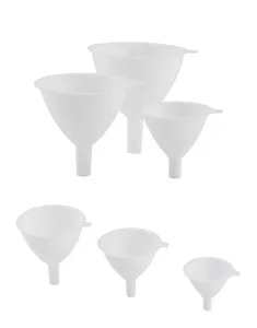 Plastic funnel set for kitchen use, portable multi-size liquid transfer tools white color.
