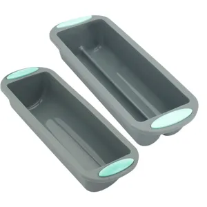 Silicone bread loaf pan for home baking, non-stick rectangular cake mold for kitchen oven use.