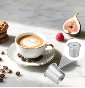 Reusable stainless steel coffee capsule filter mesh for machine, eco-friendly brew tool.
