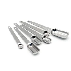 Stainless steel measuring spoon set of 6, square baking coffee milk powder scoop kitchen tools