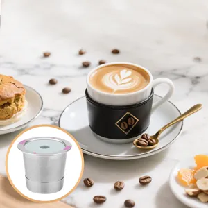 Stainless steel reusable K cup coffee capsule filter compatible with Keurig machines