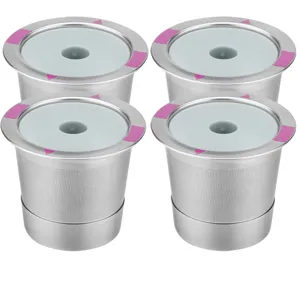 Reusable stainless steel coffee capsule filters 4-pack compatible with Keurig brewers
