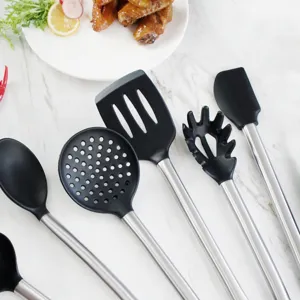 8 Piece Silicone Kitchen Utensils Set with Stainless Steel Handles Non Stick Cookware Tool