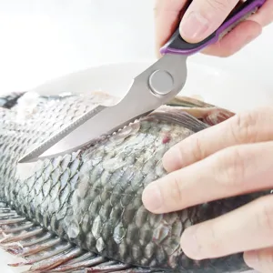 Ciseaux de cuisine multifonction en acier inoxydable pour couper les os et le poisson.