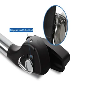 Abrelatas de seguridad multifuncional de acero inoxidable detalle de la cuchilla