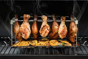 Grille de cuisson pour cuisses de poulet en acier inoxydable avec plateau pour barbecue