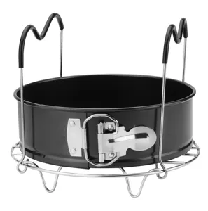 Détail de la grille de cuisson en acier inoxydable, poignée de cuisson vapeur portable.
