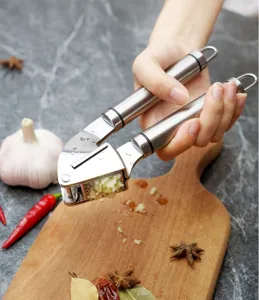 Stainless steel garlic press kitchen gadget manual garlic masher tool detail view