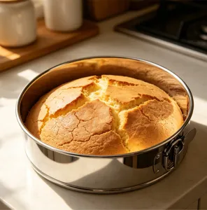 Stainless steel round springform cake pan detail view for baking lovers kitchen tools