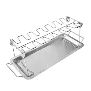 Support en acier inoxydable pour pilon de poulet et plateau de grillade au four.