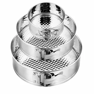 Thickened 304 Stainless Steel Round Springform Cake Pan Non-Stick Removable Bottom Baking Pan Set Kitchen Bakeware