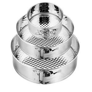 Stainless steel springform cake pan set of 3, round non-stick baking pans with loose bottom.