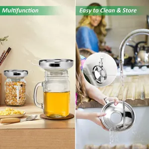 Stainless steel wide mouth funnel for kitchen canning oil and jam filling storage