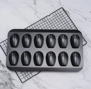 12-cavity non-stick carbon steel Madeleine baking pan shell cake mold for kitchen baking.