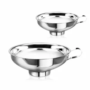 Stainless Steel Wide Mouth Kitchen Funnel Large And Small Jam Oil Funnel With Handle Dispensing Tool For Home Cooking