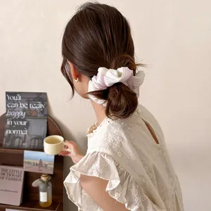 Gradient mesh hair scrunchie sweet printed ponytail holder cute hair tie for women and girls.