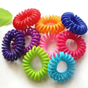 Bunte Haargummis aus Kunststoff im Telefonkabel-Design, spiralförmige Zopfgummis Set.