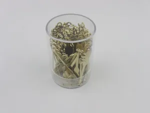 Metal ear pick set with transparent storage case, 7cm portable stainless steel tool detail.