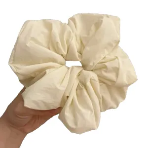 Large white hair scrunchie fluffy soft elastic hair band for women casual daily ponytail holder