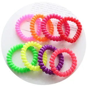 Bunte Spiral-Haargummis, bonbonfarbene Telefonkabel-Haargummis für tägliches Styling und Zöpfe.