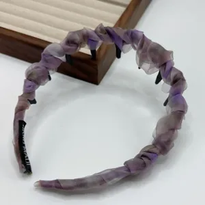 purple chiffon pleated headband non-slip hair hoop daily fashion hair accessories for women