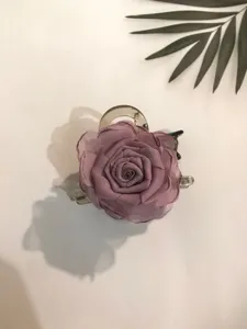 Elegant silk gauze rose hair claw medium size for women hair styling and daily wear accessories.