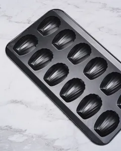 12-Cavity Madeleine Baking Pan Non-Stick Carbon Steel Shell Cake Mold for Oven Kitchen