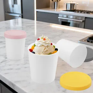 Reusable ice cream tubs with silicone lids, freezer safe gelato containers for homemade ice cream