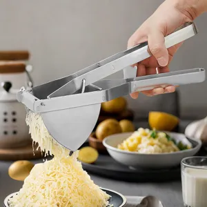 Presse-puree manuel en acier inoxydable pour ecraser les pommes de terre et legumes.