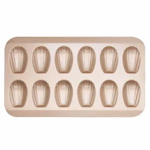 12-cavity gold Madeleine baking pan, non-stick shell cake mold for delicious cookies