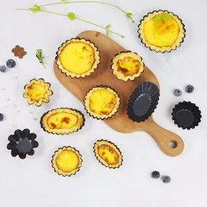 Household multi-size non-stick egg tart molds baking pan set flower round cake tools