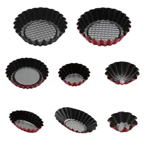 Non-stick egg tart molds baking pan set assorted sizes kitchen baking tool round flower shape