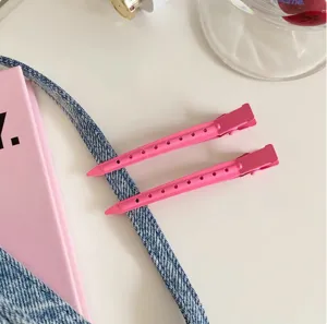Set di fermagli per capelli rosa da trucco, mollette becco d'anca senza tracce per frangia e radici.