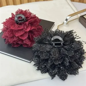 Elegant lace rose hair claw clips set large floral hair catch fashion women hair accessories