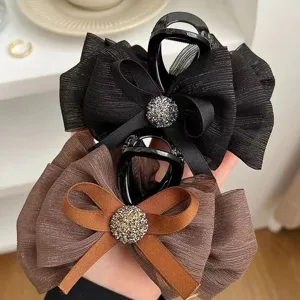 Fluffy Bubble Bow Hair Claw Clip Large Mesh Shark Clip Hair Catch For Women Girls Hair Styling Accessories