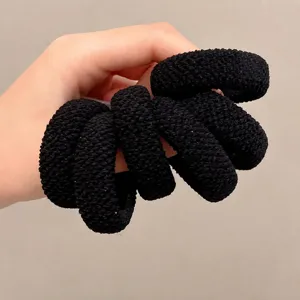 Black thick elastic hair ties for women daily use durable ponytail holder hair accessories
