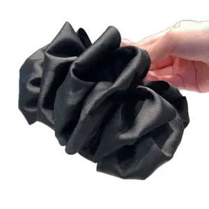 Large black satin hair claw clip French minimalist solid color versatile updo hair accessory