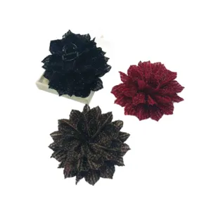 Shiny large flower hair claw clip fashion sparkling fabric hair accessories for women styling