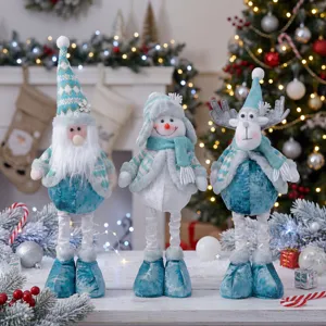 Christmas telescopic knitted sweater doll set, cute snowman, santa and reindeer for home decor.