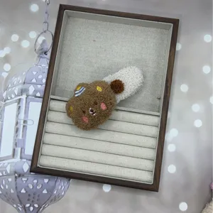 Cute plush pudding bear duckbill hair clip for women, sweet autumn winter hair accessories.