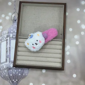 Fluffy plush bear duckbill hair clip, cute cartoon hair accessory for women and girls autumn winter.