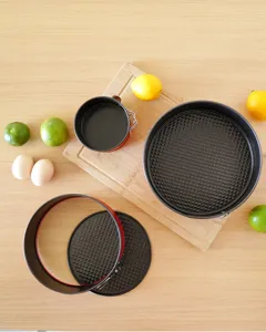 Non-stick springform cake pan set, carbon steel baking mold with honeycomb texture for home baking.