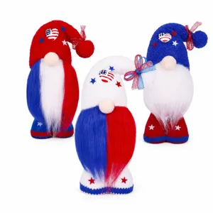 Independence Day gnome set patriotic plush doll red white blue tiered tray decor table ornament